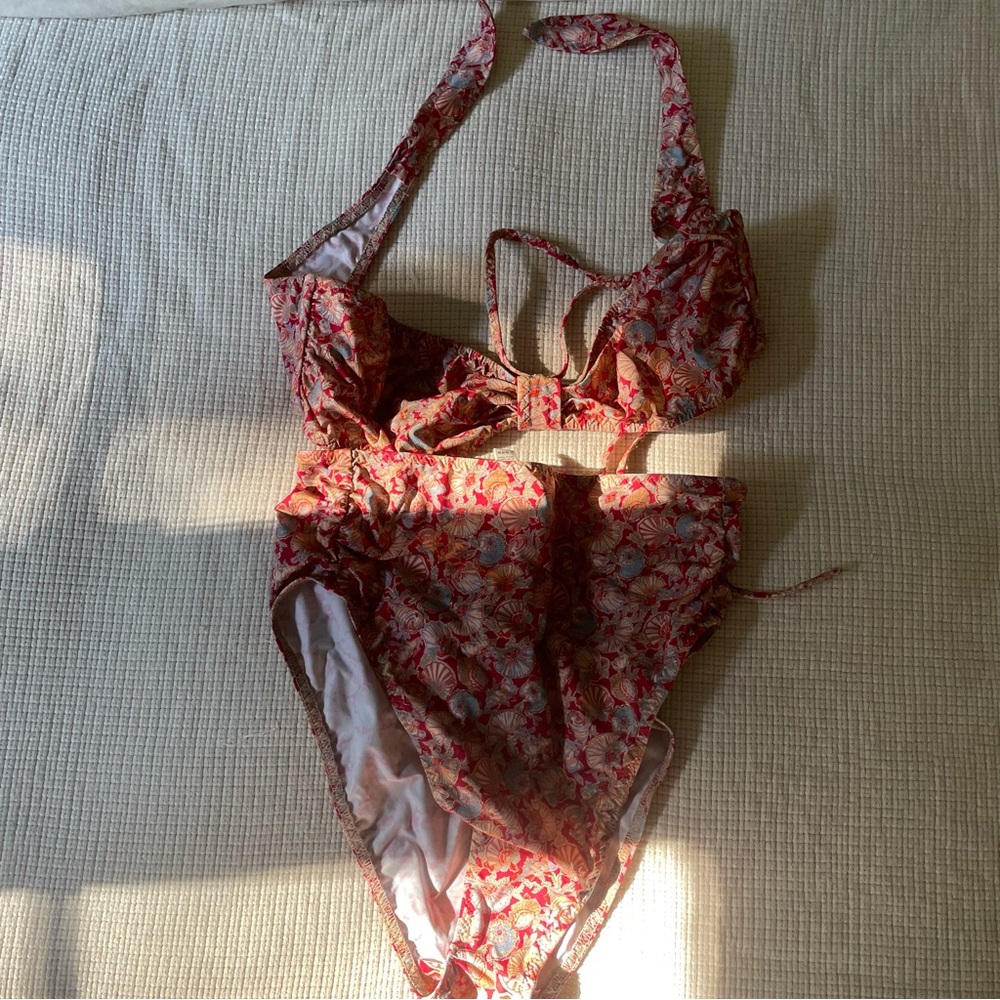 Dôen Rouge Tresors De La Mer Bikini  Swim Sea High Waist Bottom sz XS Top sz M